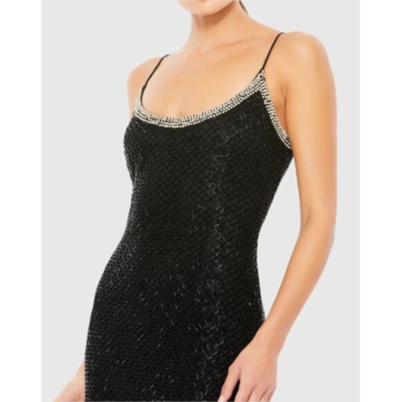 Mac Duggal Dresses & Skirts - NWT Mac Duggal Black Beaded Spaghetti Strap Gown Sz 14 Formal Evening Dress
